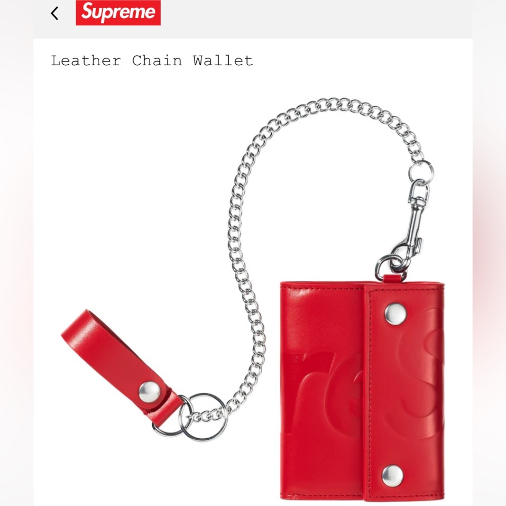 Supreme Leather Chain Wallet “Red” FW25 BNWT